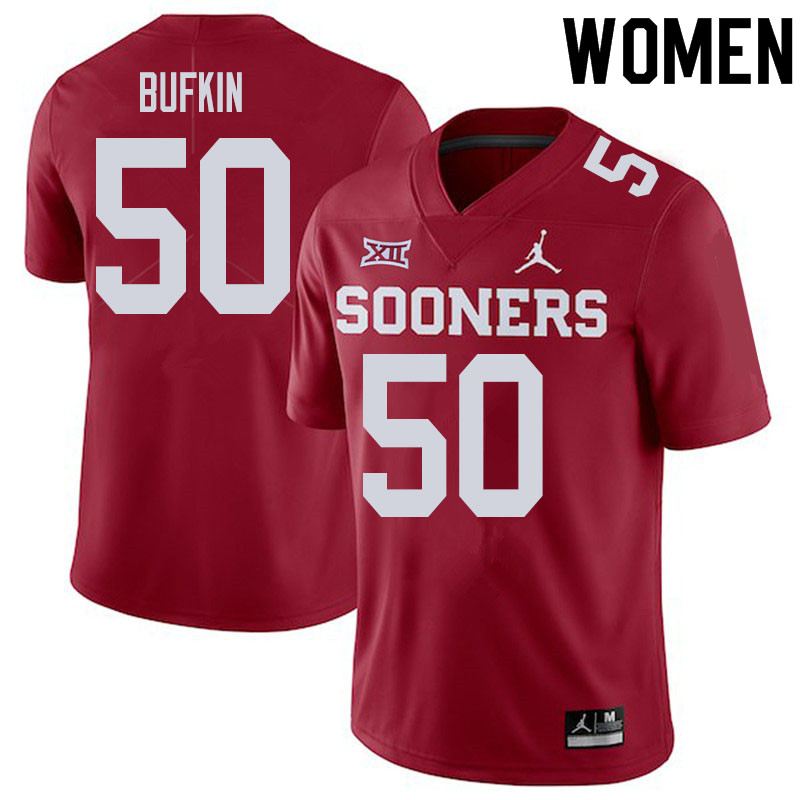 Women #50 Hayes Bufkin Oklahoma Sooners College Football Jerseys Sale-Crimson - Click Image to Close